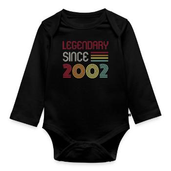 Birthday Legendary Since 2002 - Organic Longsleeve Baby Bodysuit - black - Front