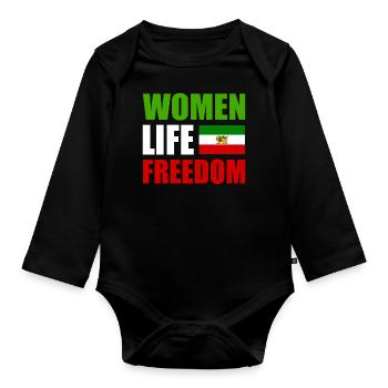 Women life freedom - Body Bébé bio manches longues - noir - Devant