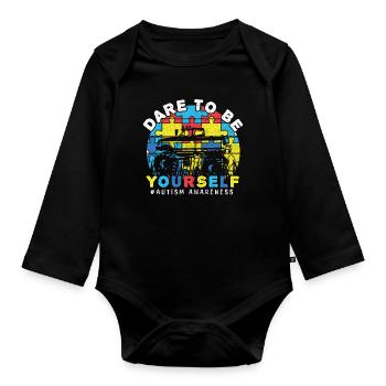 Dare Be Yourself Truck Puzzle Autism Awareness - Body Bébé bio manches longues - noir - Devant