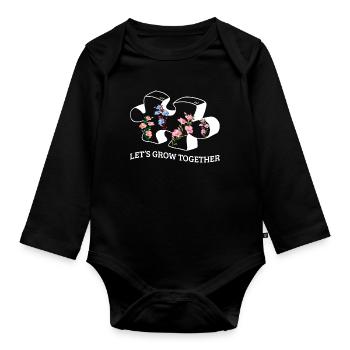 Ensemble Cultivez des plantes puzzle Sensibilisation à l’autisme - Body Bébé bio manches longues - noir - Devant