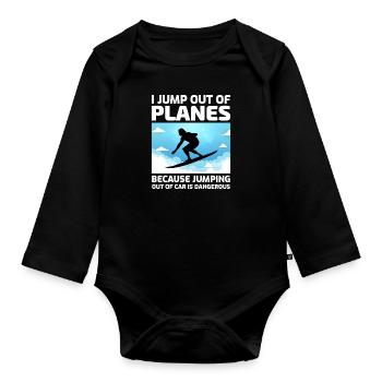 Skysurfing Fallschirmspringen Extremsport Fallschirmspringer Lustig - Baby Bio-Langarm-Body - Schwarz - Vorne