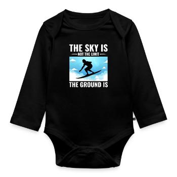Skysurf Parachutisme Extreme Sport Skydiver Drôle - Body Bébé bio manches longues - noir - Devant