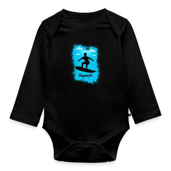 Skysurfing Fallschirmspringen Extremsport Fallschirmspringer Lustig - Baby Bio-Langarm-Body - Schwarz - Vorne