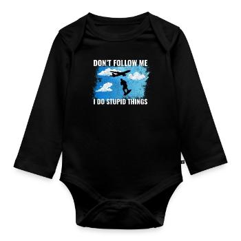 Skysurf Parachutisme Extreme Sport Skydiver Drôle - Body Bébé bio manches longues - noir - Devant