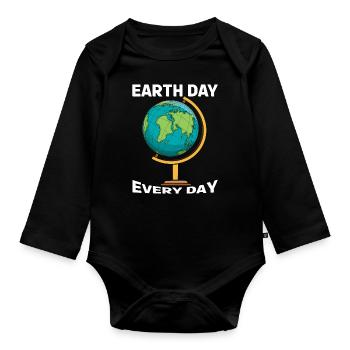Save Nature Oceans Day Everyday Earth Day - Organic Longsleeve Baby Bodysuit - black - Front