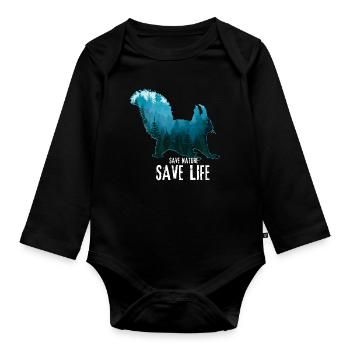 Squirrel Save Nature Oceans Day Earth Day - Organic Longsleeve Baby Bodysuit - black - Front