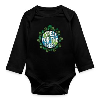 Parler des arbres Sauvons la nature Journée des océans Jour de la Terre - Body Bébé bio manches longues - noir - Devant