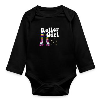 Inline Skate Gift Rollskates Roller 70s - Organic Longsleeve Baby Bodysuit - black - Front