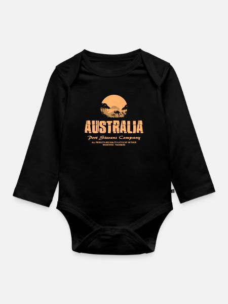 Kängurus - Australia - Australien - Baby Bio-Langarm-Body - Schwarz
