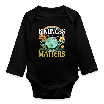 Kindness Globe Sauvons la nature Jour des océans Jour de la Terre - Body Bébé bio manches longues - noir - Devant