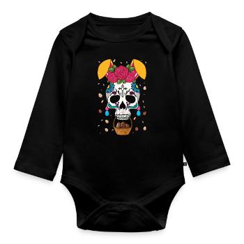 Happy Easter Sunday Dia De Los Muertos - Organic Longsleeve Baby Bodysuit - black - Front