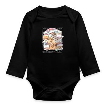 Christmas Ginger Bread House - Organic Longsleeve Baby Bodysuit - black - Front