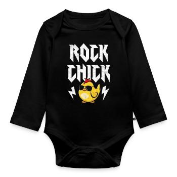 Rock Chick - Organic Longsleeve Baby Bodysuit - black - Front