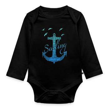 Segeln, Segelboot, Segler Skipper Geschenk - Baby Bio-Langarm-Body - Schwarz - Vorne