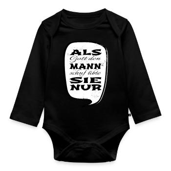 emanzipation spruch lustiger spruch feminin smylie - Baby Bio-Langarm-Body - Schwarz - Vorne