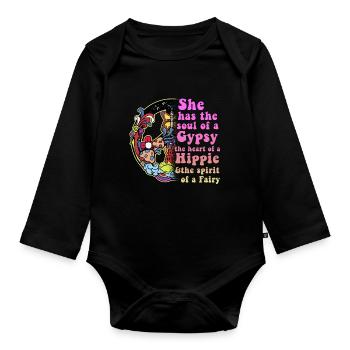 Hippie - Baby Bio-Langarm-Body - Schwarz - Vorne