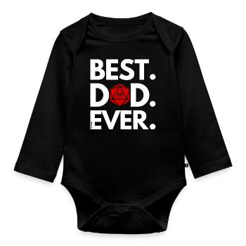 Dragons - Best Dad Ever - D20 - Organic Longsleeve Baby Bodysuit - black - Front