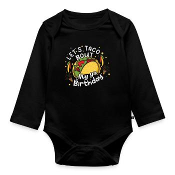 Alter 9 Jahre alt Geburt Taco Happy Cinco de Mayo - Baby Bio-Langarm-Body - Schwarz - Vorne