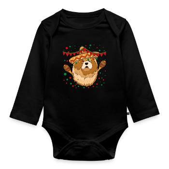 Haustier Hund Chowchow Lustiger Taco Happy Cinco De Mayo - Baby Bio-Langarm-Body - Schwarz - Vorne