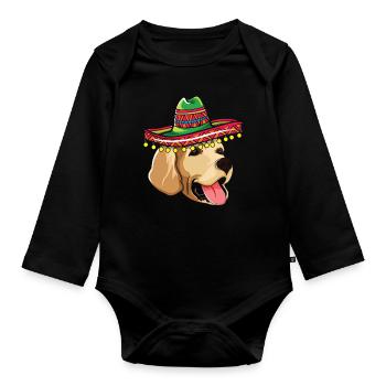 Haustier Hund Retriever Lustig Taco Happy Cinco De Mayo - Baby Bio-Langarm-Body - Schwarz - Vorne
