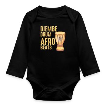 Djembe Player Drummer Music Drum Musician - Organic Longsleeve Baby Bodysuit - black - Front
