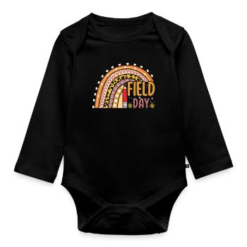 Bye School Out Happy Last Class Rainbow - Organic Longsleeve Baby Bodysuit - black - Front