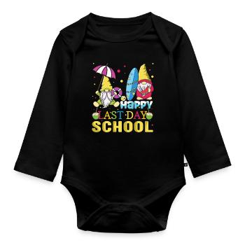 Bye School Happy Last Class Teacher Student Gnome - Organic Longsleeve Baby Bodysuit - black - Front