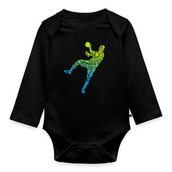 Handball Players Symbols Handball Players Boys Handball - Organic Longsleeve Baby Bodysuit - black - Front