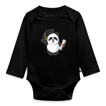Panda Graduate Graduating 2023 Graduation - Organic Longsleeve Baby Bodysuit - black - Front
