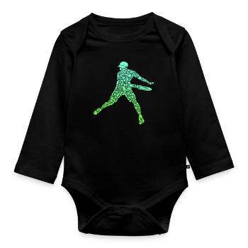 Discgolfer Symbole Discgolf Jungen Disc Golf - Baby Bio-Langarm-Body - Schwarz - Vorne