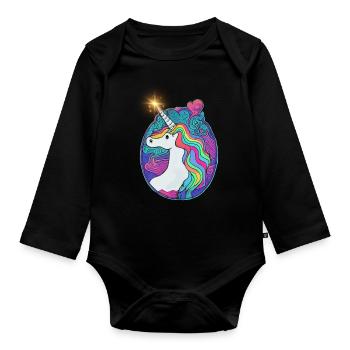 Emblème Licorne - Body Bébé bio manches longues - noir - Devant