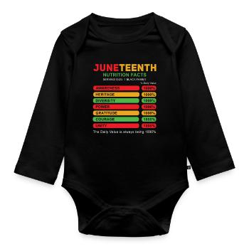Celebrate Juneteenth Facts Black History - Organic Longsleeve Baby Bodysuit - black - Front