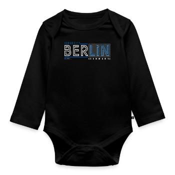 Berlin Urban City Style Fan Travel Streetwear - Organic Longsleeve Baby Bodysuit - black - Front