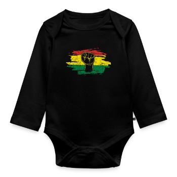 Fist Celebrate Juneteenth Black History - Organic Longsleeve Baby Bodysuit - black - Front