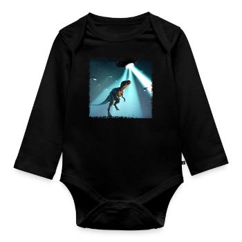 L’OVNI rencontre le dinosaure - Body Bébé bio manches longues - noir - Devant