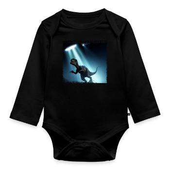 UFO trifft auf Dinosaurier - Baby Bio-Langarm-Body - Schwarz - Vorne