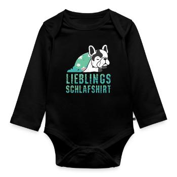 Mein Offizielles Schlafshirt Faulenzer - Baby Bio-Langarm-Body - Schwarz - Vorne