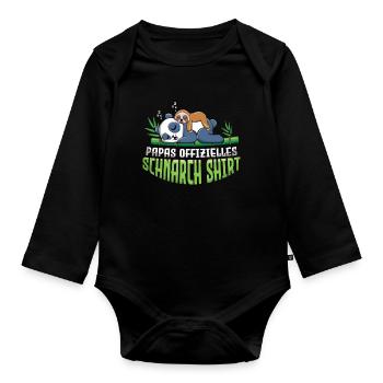 Mein Offizielles Schlafshirt Faulenzer - Baby Bio-Langarm-Body - Schwarz - Vorne