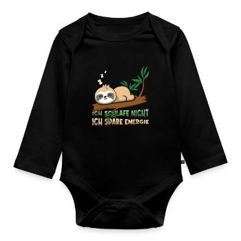 Mein Offizielles Schlafshirt Faulenzer - Baby Bio-Langarm-Body - Schwarz - Vorne