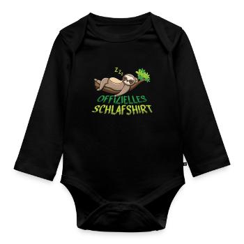 Mein Offizielles Schlafshirt Faulenzer - Baby Bio-Langarm-Body - Schwarz - Vorne
