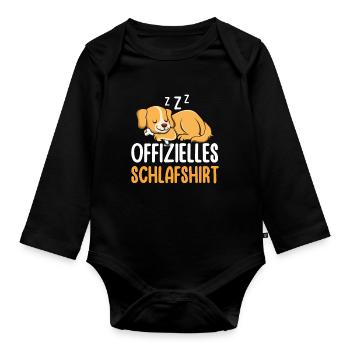 Mein Offizielles Schlafshirt Faulenzer - Baby Bio-Langarm-Body - Schwarz - Vorne