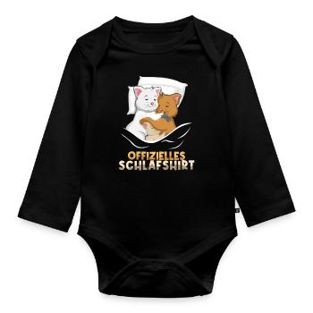 Mein Offizielles Schlafshirt Faulenzer - Baby Bio-Langarm-Body - Schwarz - Vorne