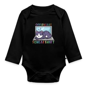 Mein Offizielles Schlafshirt Faulenzer - Baby Bio-Langarm-Body - Schwarz - Vorne