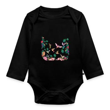 Tropisches Vogelparadies Dekor Surf Hallo Sommer - Baby Bio-Langarm-Body - Schwarz - Vorne