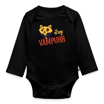 Katzen Vampir - Vampurr - Baby Bio-Langarm-Body - Schwarz - Vorne