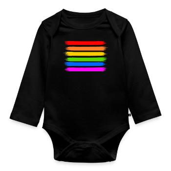 rainbow flag - Organic Longsleeve Baby Bodysuit - black - Front
