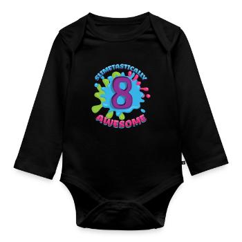 For Age 8 Year Old Kids Slime Lover Awesome Slime - Organic Longsleeve Baby Bodysuit - black - Front