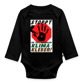 STOPPT die GRÜN-radikalen KLIMA-KLEBER - Baby Bio-Langarm-Body - Schwarz - Vorne