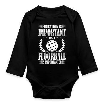 Floorball - Baby Bio-Langarm-Body - Schwarz - Vorne
