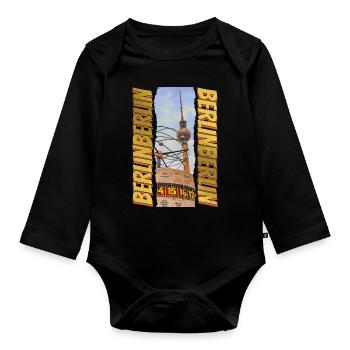 Berlin TV Tower Skyline Gold Germany - Organic Longsleeve Baby Bodysuit - black - Front